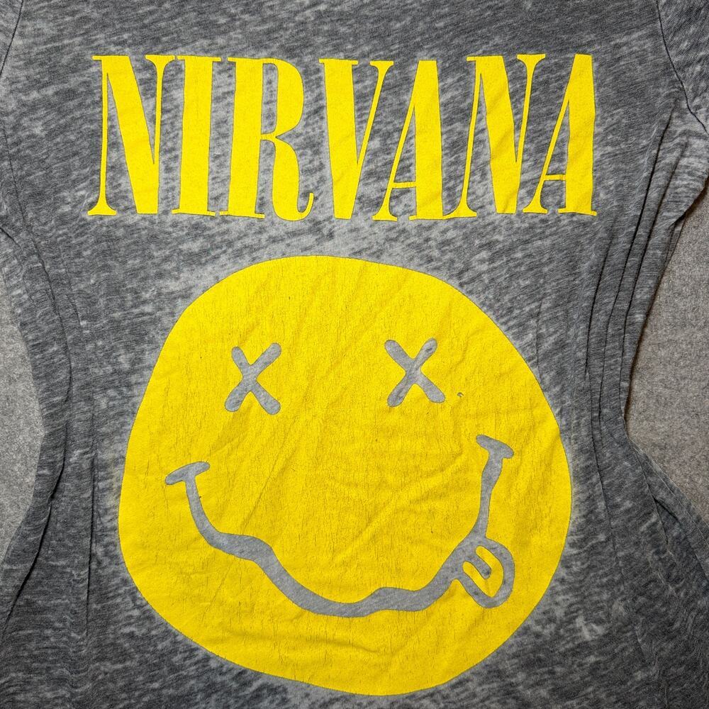 Nirvana Womens XL T-Shirt Graphic Band Tee Gray/Yellow